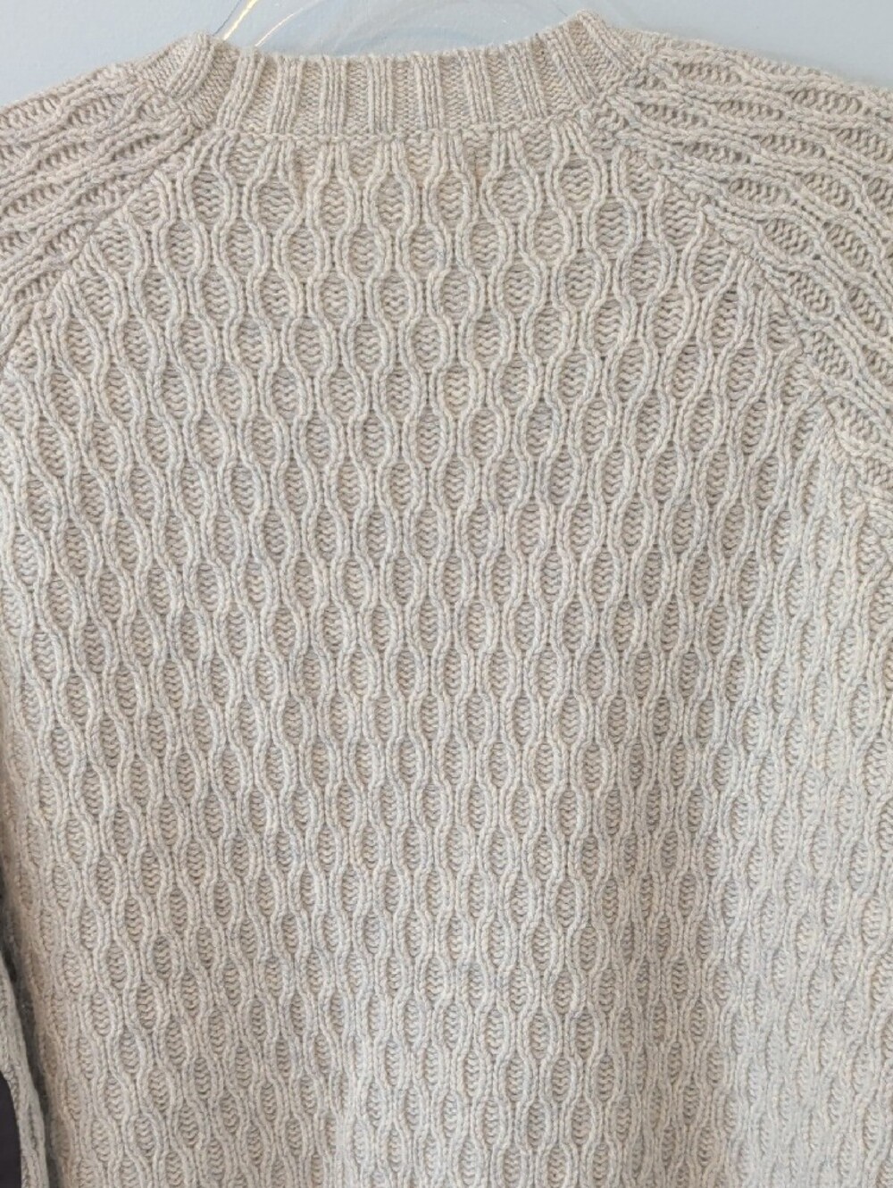 Heavy Wool Textured Crewneck Academia Ivy League Sweater in Oatmeal M - Picture 10 of 10
